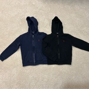 Bundle of 2 Polo Ralph Lauren Boy’s Zip-Up Hoodies in Navy & Black in Size 7